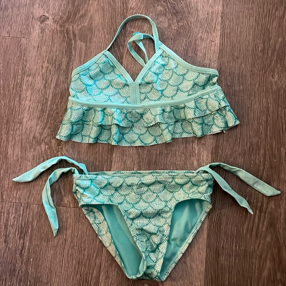 Girls Justice mermaid ruffle 2 pc bathing suit